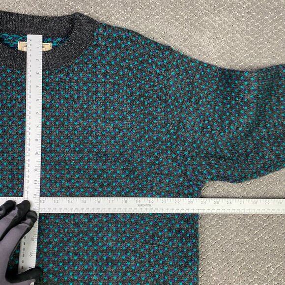 Vintage LL Bean Norway Sweater Women's XL Mens Medium Grey Green Purple Birdseye - Picture 6 of 11